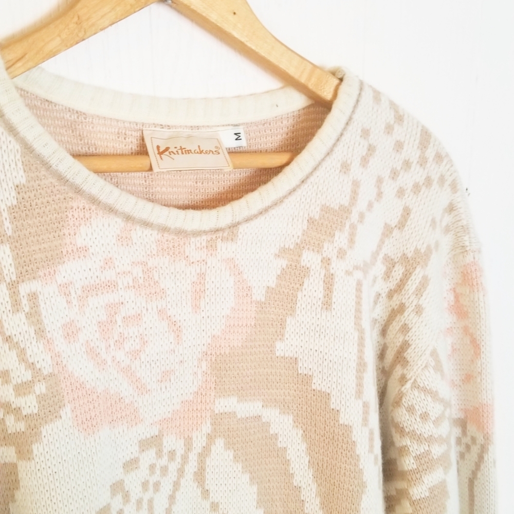Vintage Pixel Rose Sweater
